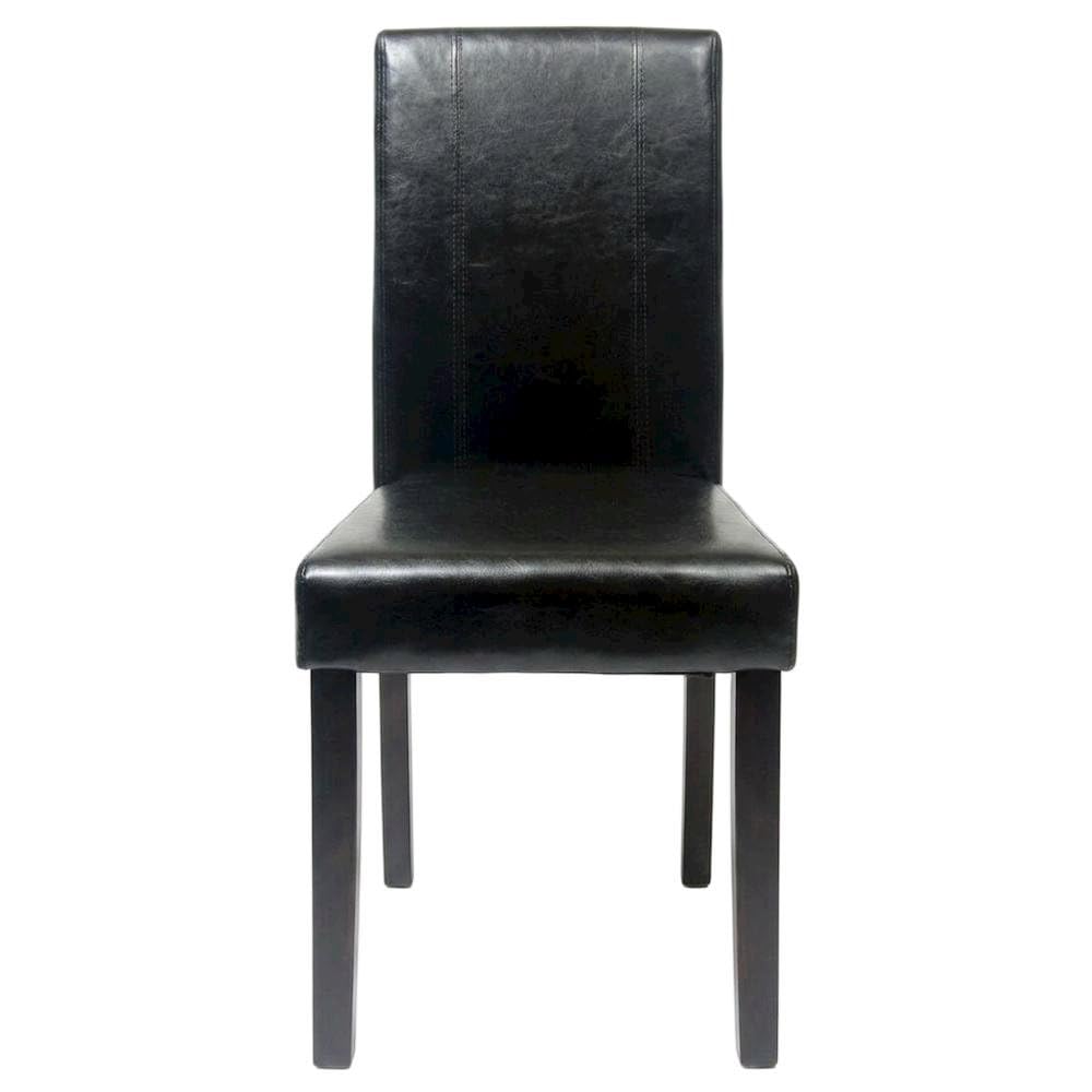 Solid Wood Faux Leather-Upholstered Dining Chairs Set of 2 Black H737572