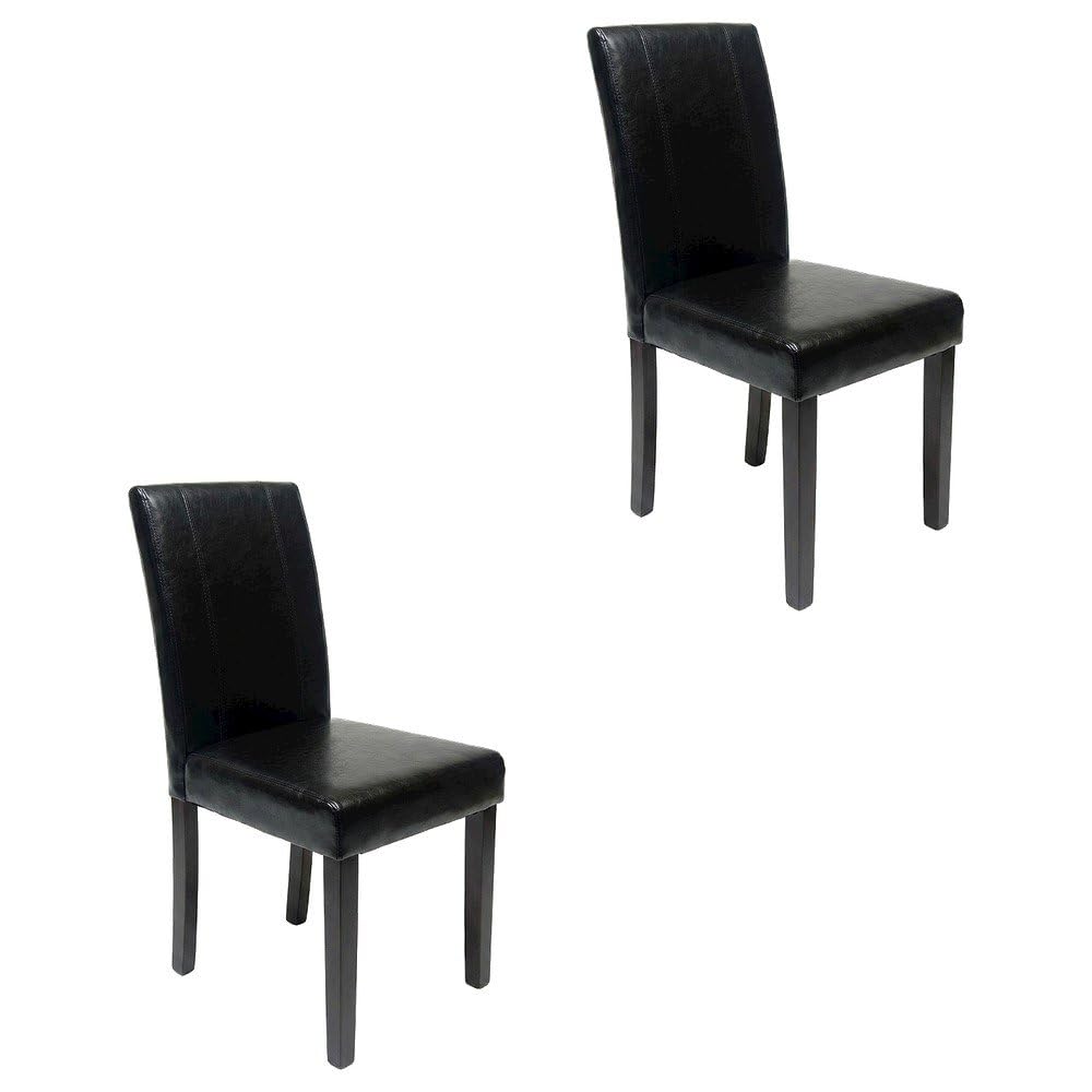 Solid Wood Faux Leather-Upholstered Dining Chairs Set of 2 Black H737572