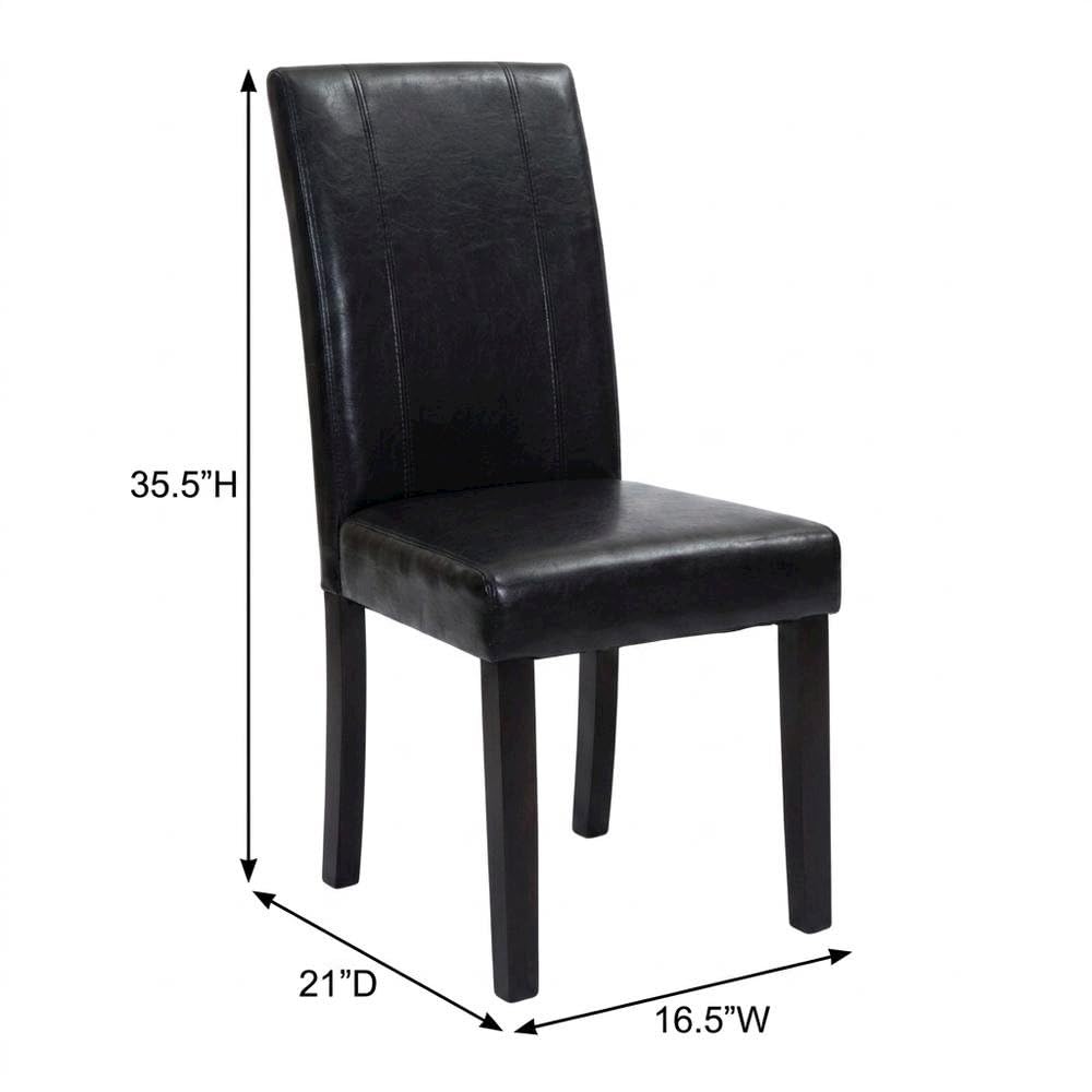 Solid Wood Faux Leather-Upholstered Dining Chairs Set of 2 Black H737572