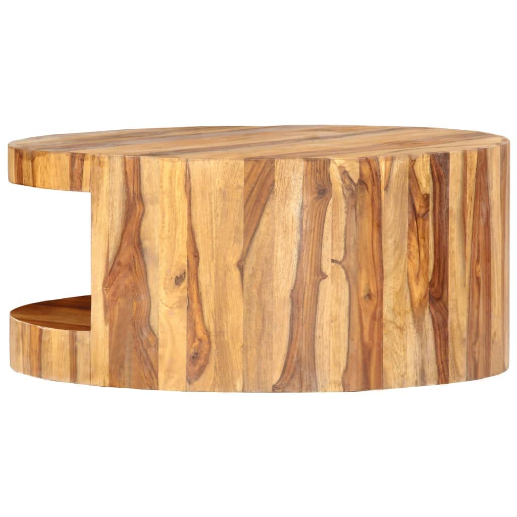 Round Wood Coffee Table with Storage Shelf I7143