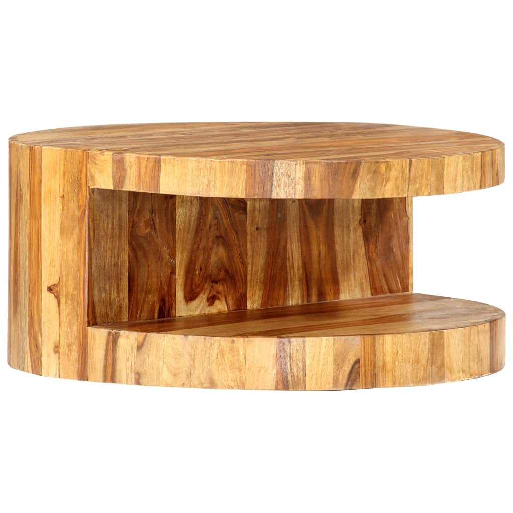 Round Wood Coffee Table with Storage Shelf I7143