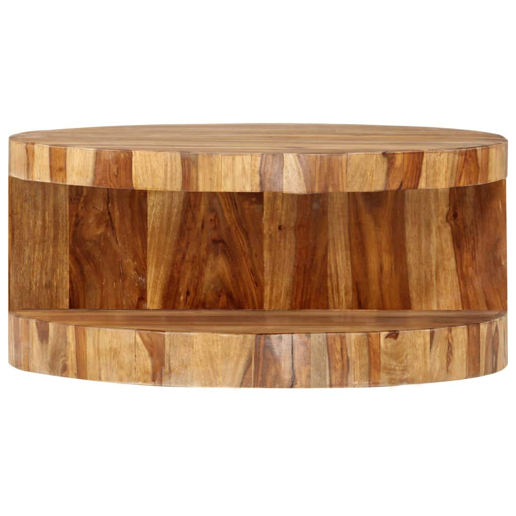 Round Wood Coffee Table with Storage Shelf I7143