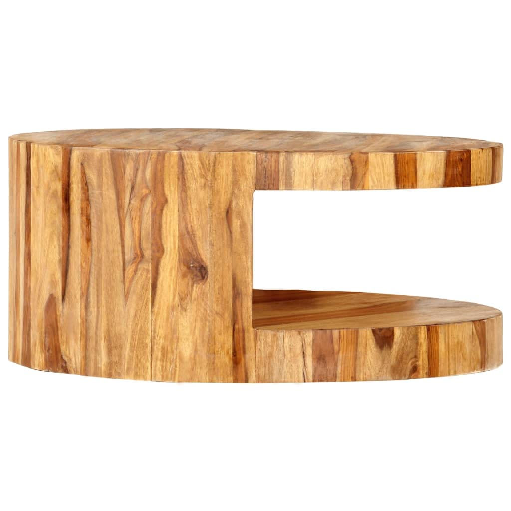 Round Wood Coffee Table with Storage Shelf I7143