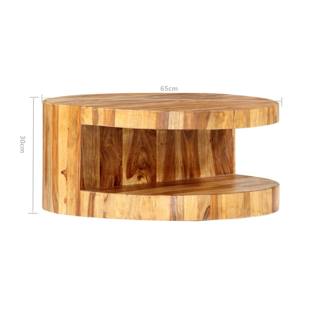 Round Wood Coffee Table with Storage Shelf I7143