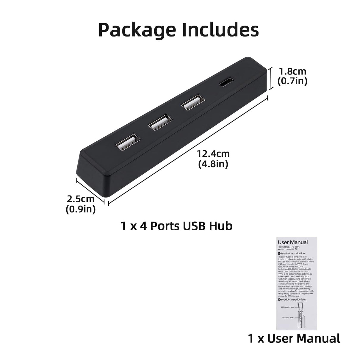 Black 4 Ports USB 2.0 Hub Q948