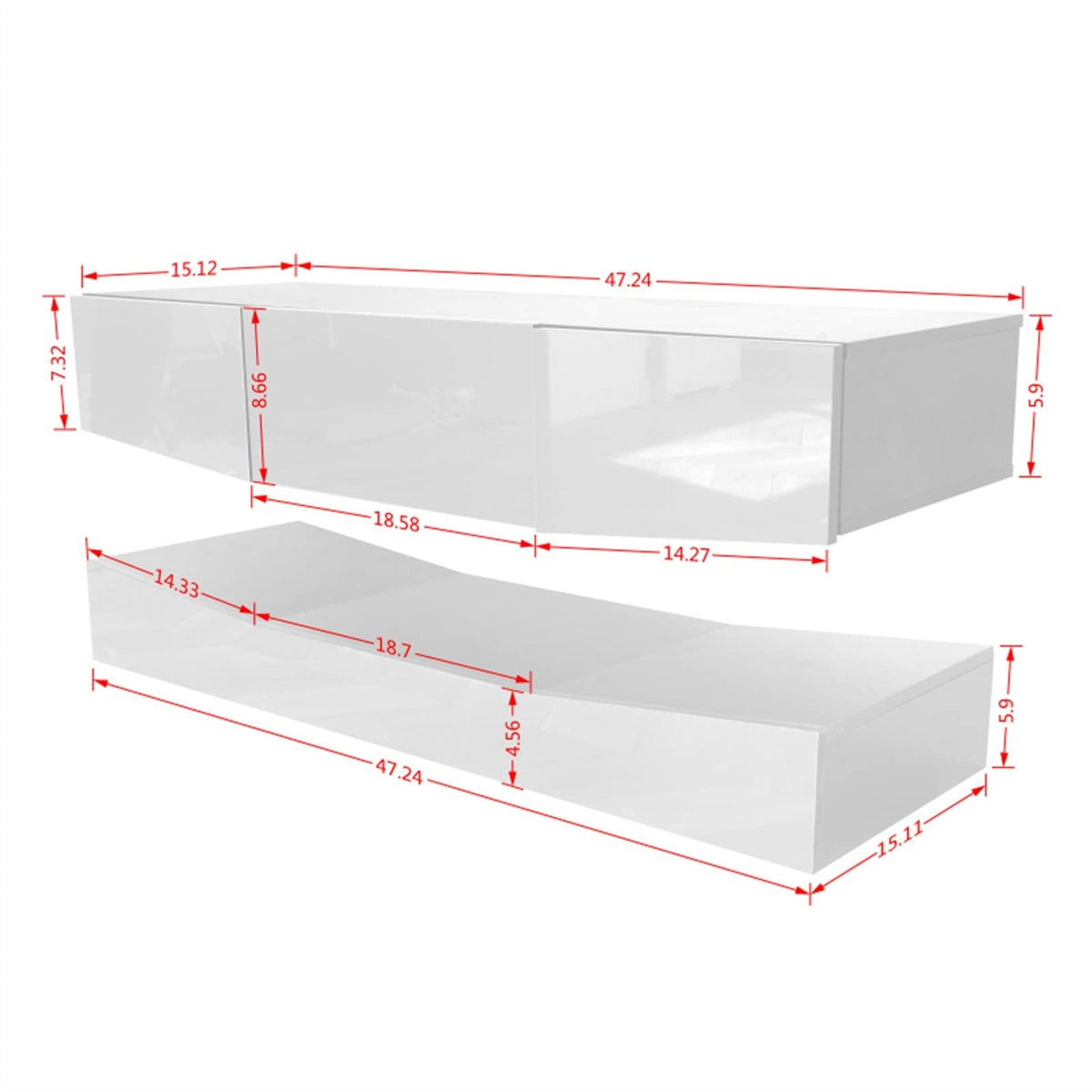 Black Floating TV Stand with 3 Drawers D194