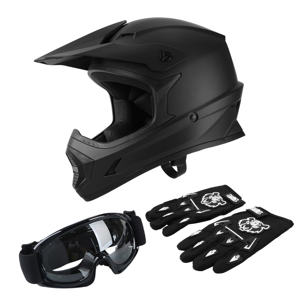 Black Youth Kids Full Face Motocross Helmet J1454
