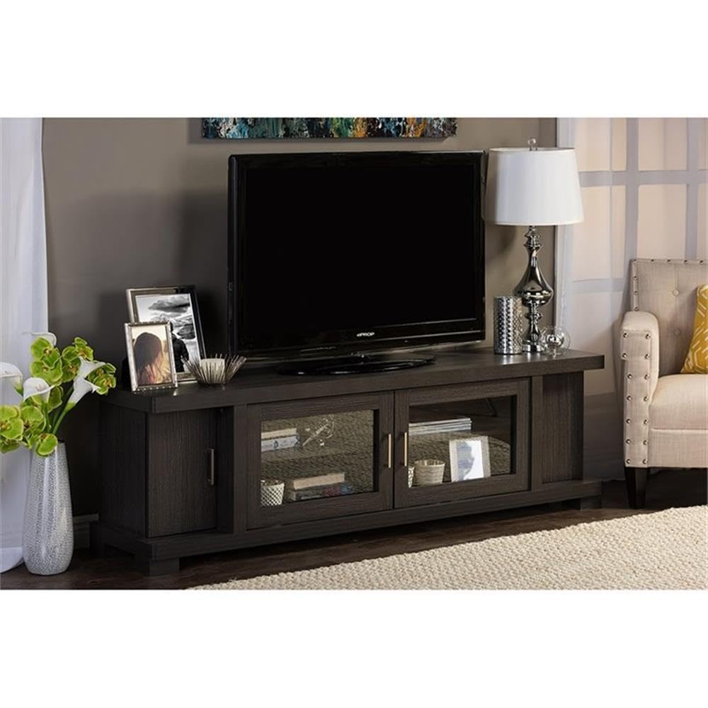 70" Espresso Engineered Wood TV Stand Console G5503