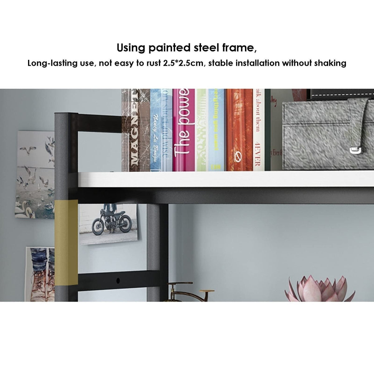 White Adjustable Metal Desktop Bookshelf L59740