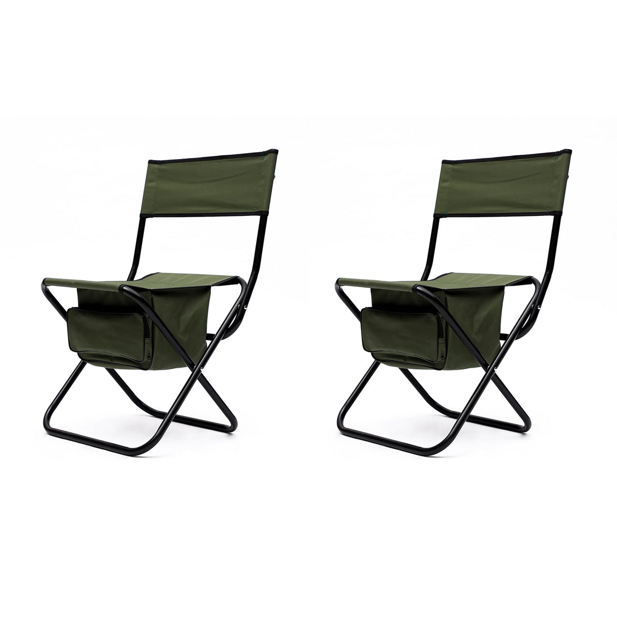 Folding Camping Chair with Storage Bag, 2 Pack, Green S3371