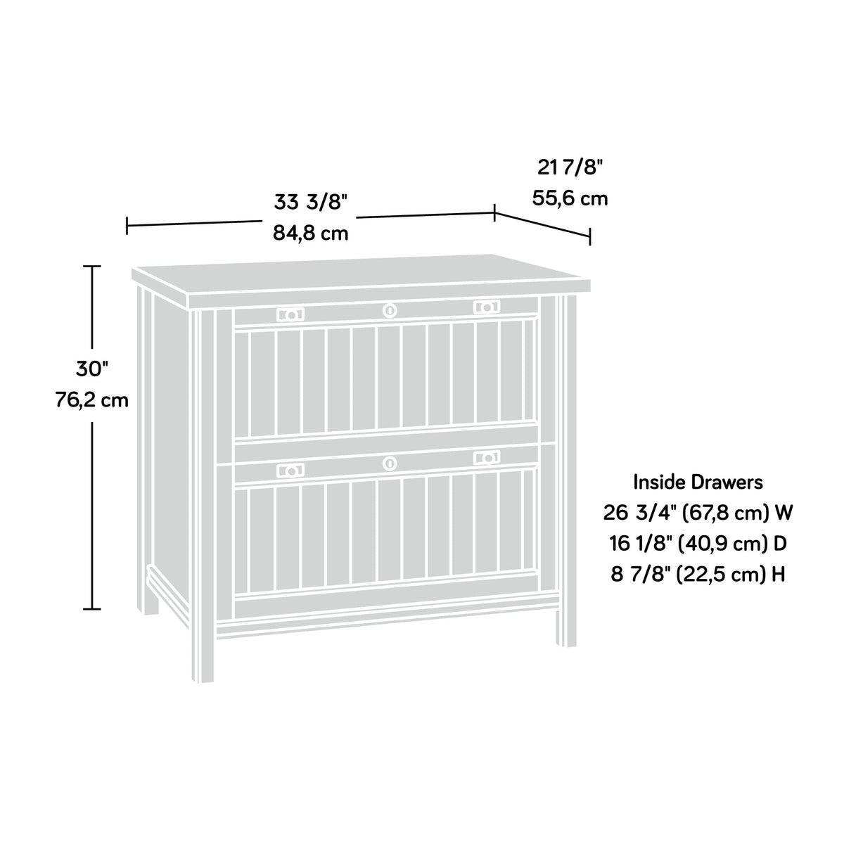2 Drawer Lateral File Cabinet with Lock D41826