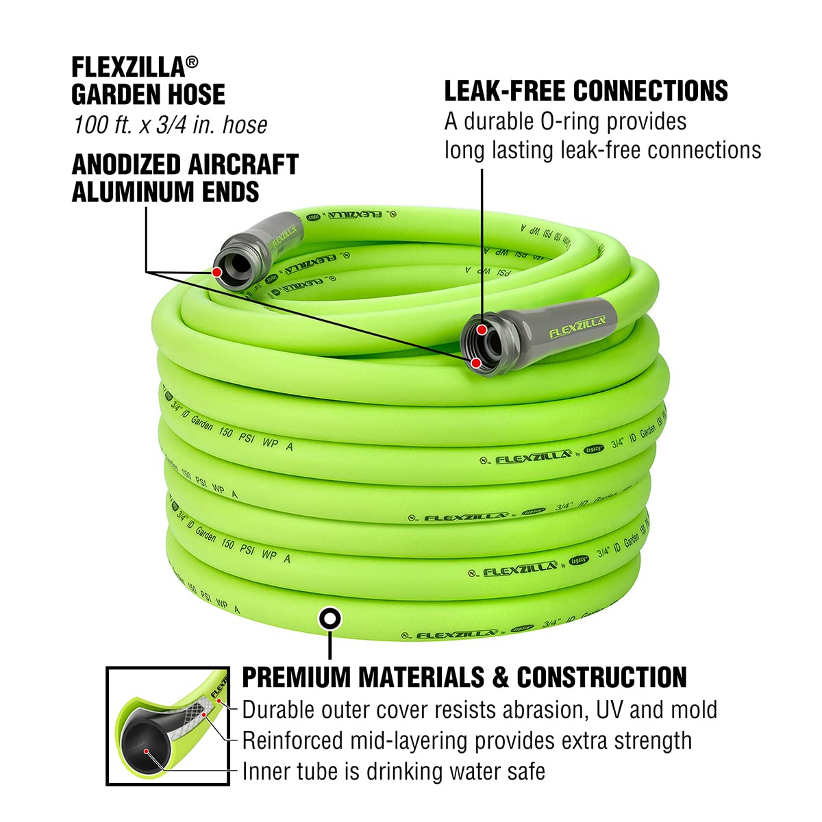 Garden Hose 3/4 in. x 100 ft. Lightweight All-Weather Water Hose W6071