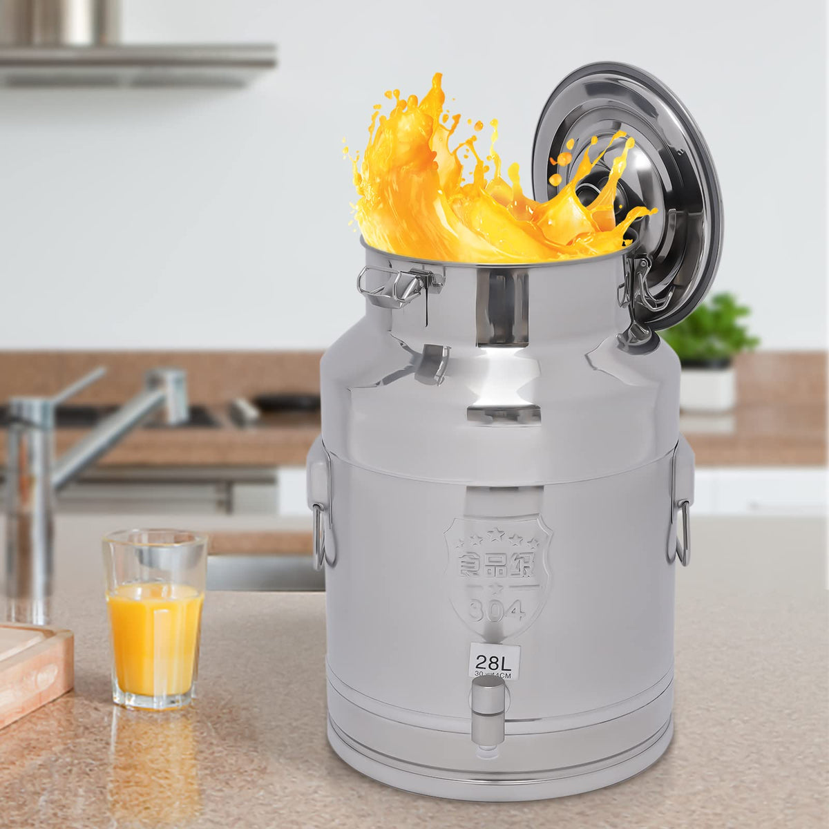 7.4 Gal Stainless Steel Milk Can with Faucet T663