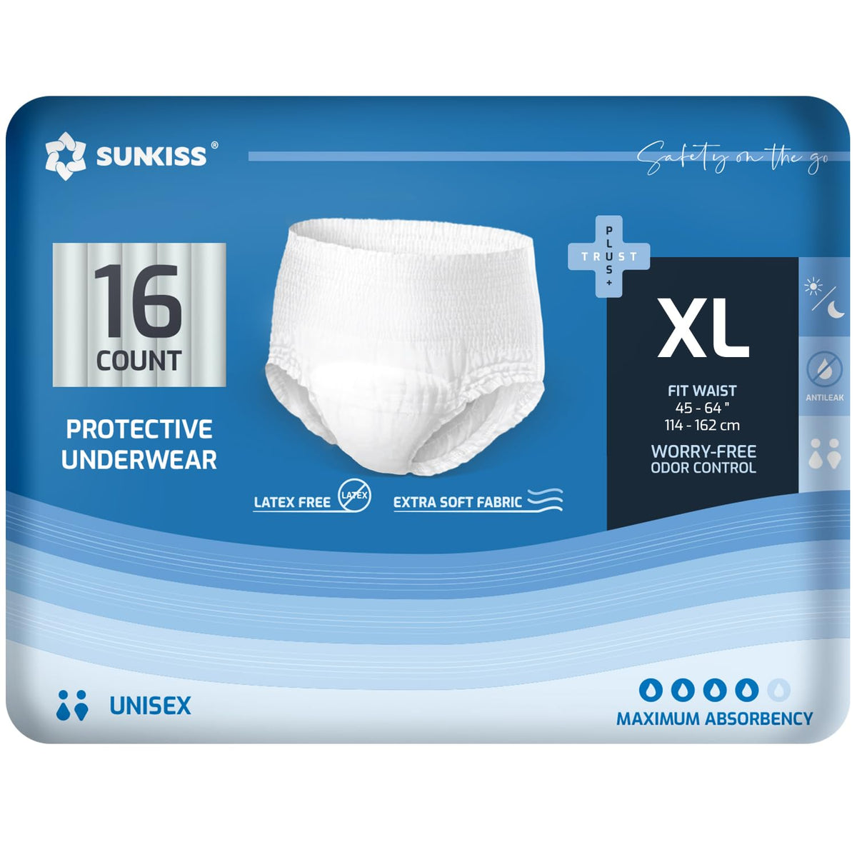 Incontinence Disposable Underwear XLarge 16 Count & Wet Wipes 200 Count O6998