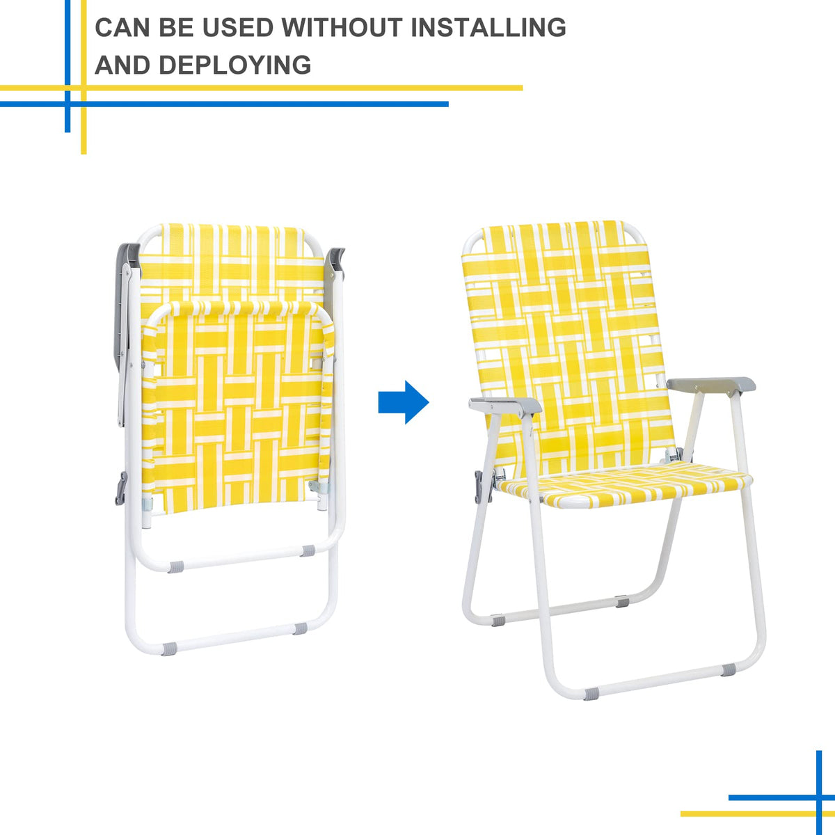 Yellow 2 Pack Folding Web Chair J9114
