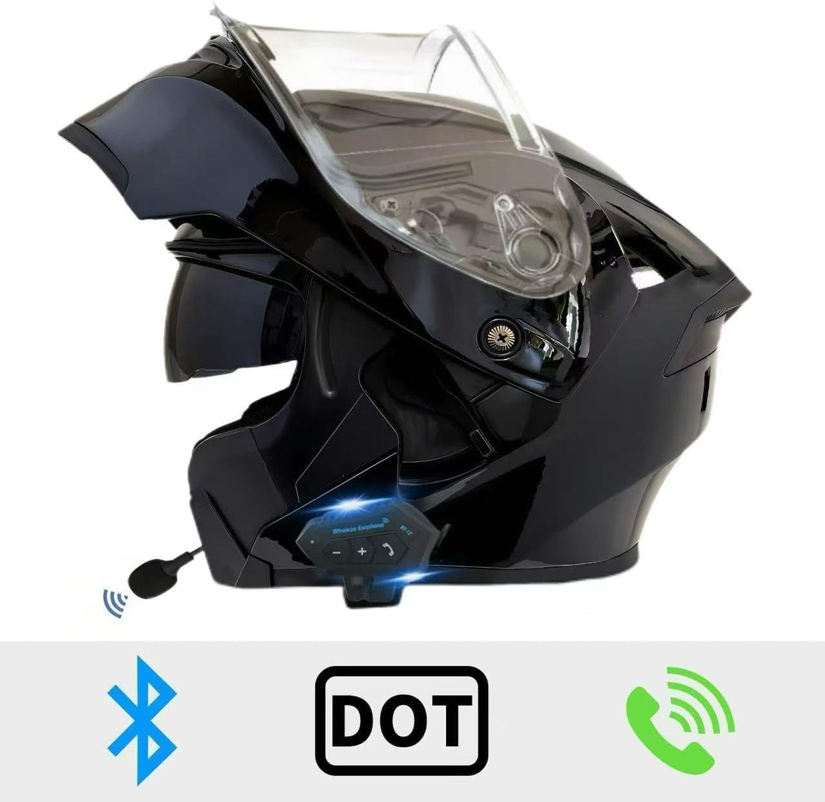 Bluetooth Modular Motorcycle Helmet DOT Approved Dual Visor D8164