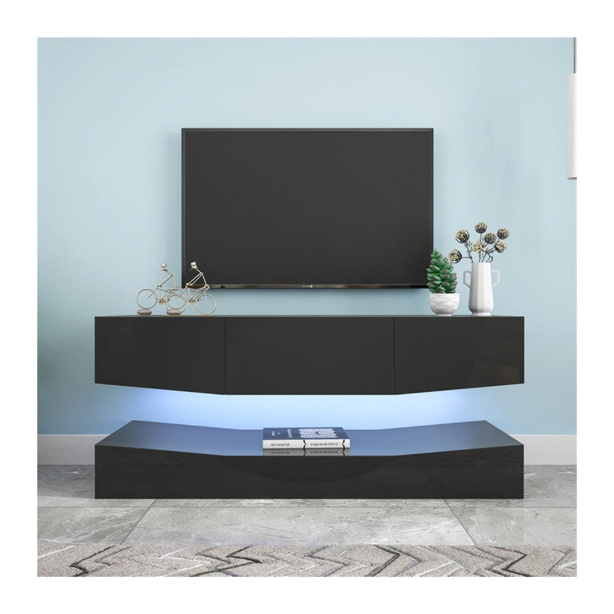 Black Floating TV Stand with 3 Drawers D194