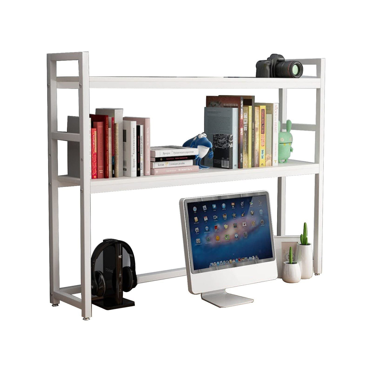 White Adjustable Metal Desktop Bookshelf L59740