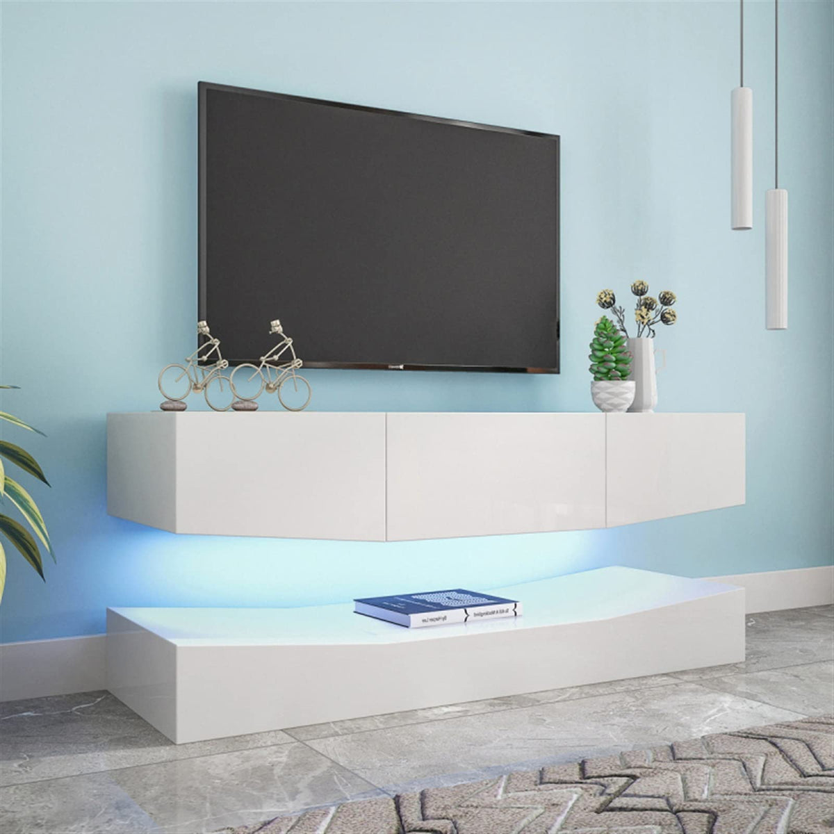 Black Floating TV Stand with 3 Drawers D194