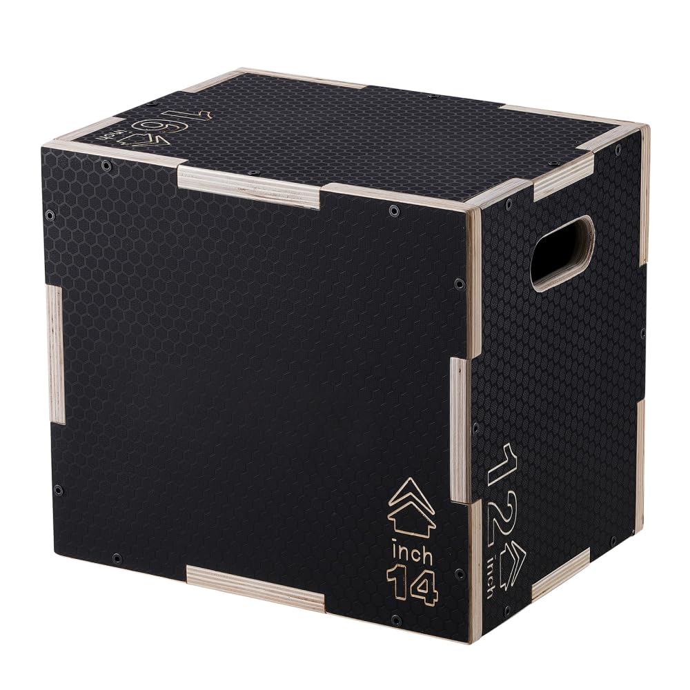 Wooden Plyometric Jump Box 16/14/12-Inch Anti-Slip T3342