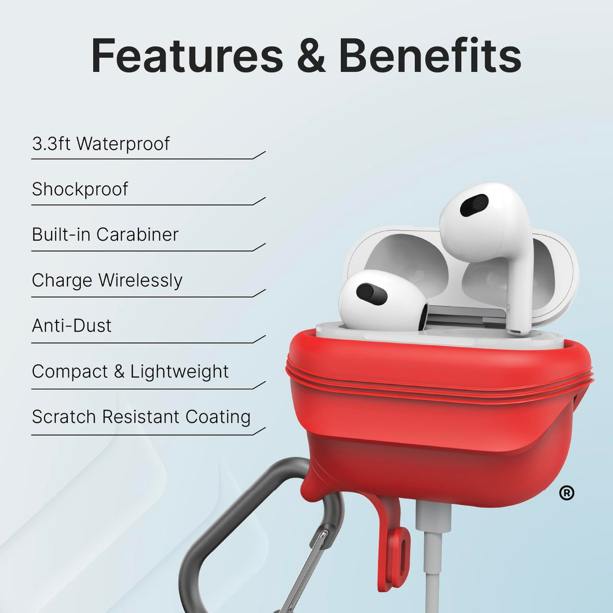 Waterproof AirPods 3rd Generation Case with Carabiner Y2390