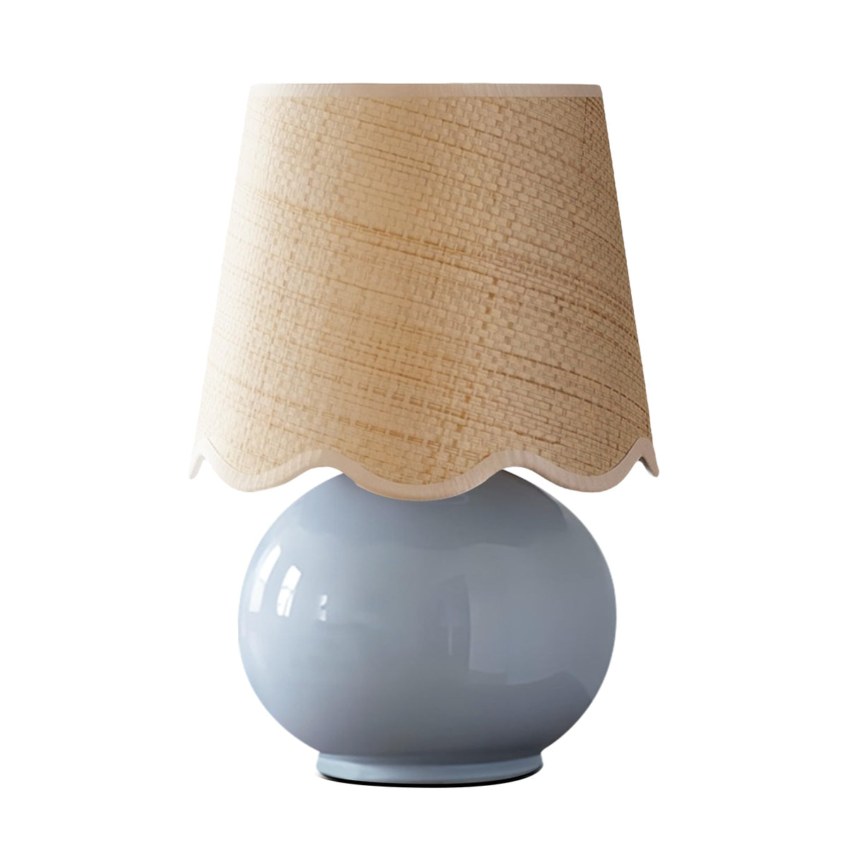 Small Ceramic Table Lamp with Rattan Woven Shade L3134