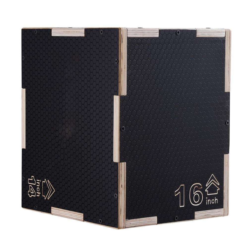 Wooden Plyometric Jump Box 16/14/12-Inch Anti-Slip T3342