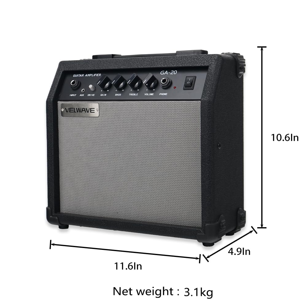 20W Black Portable Electric Guitar Amplifier E136
