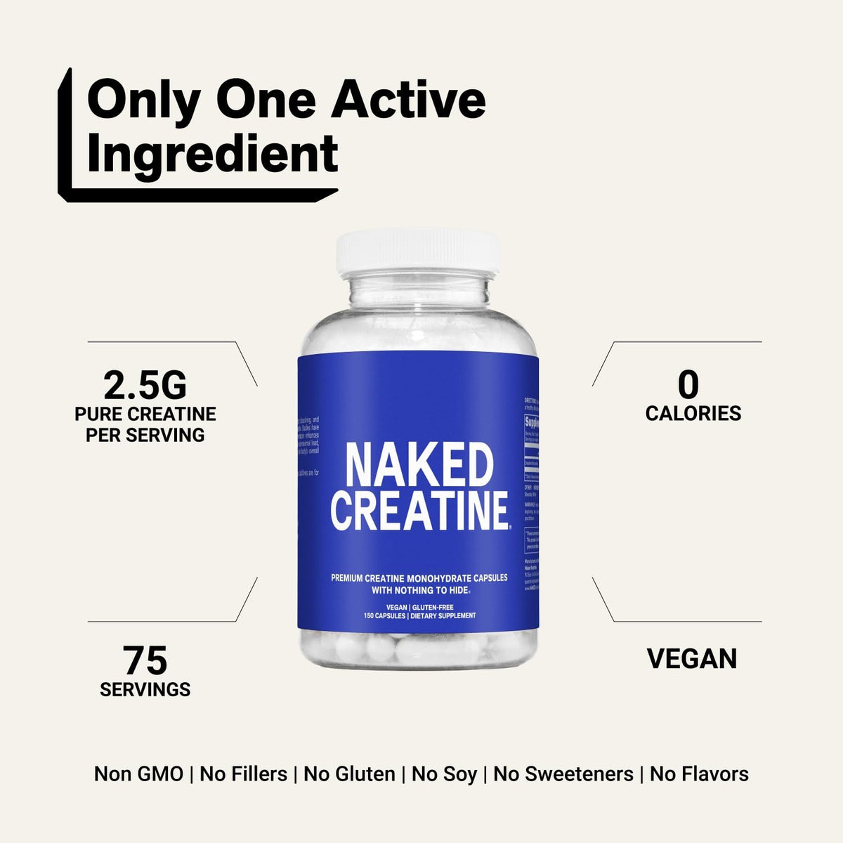Micronized Creatine Monohydrate Capsules 2.5g 75 Servings Vegan G7801