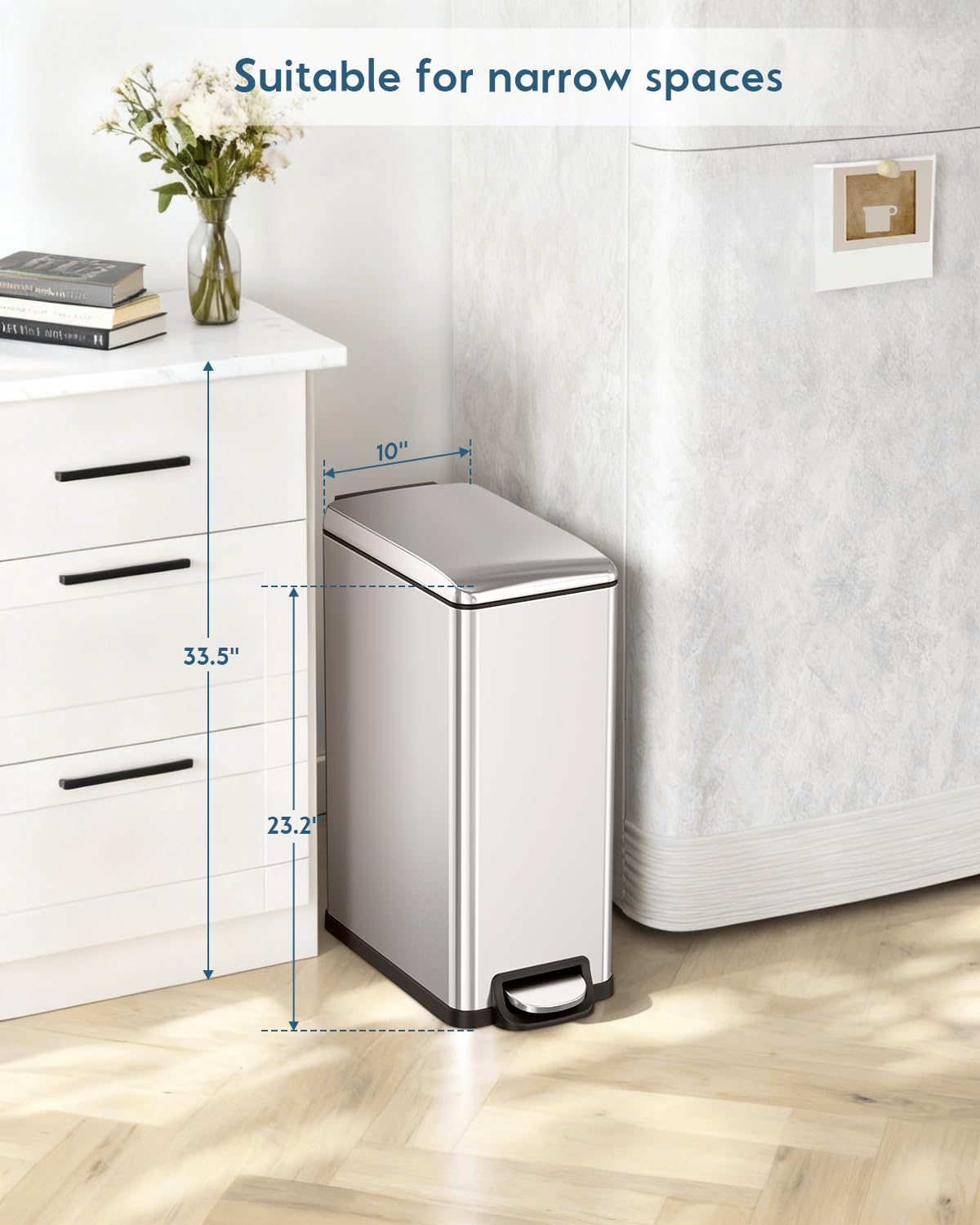 13.2 Gal Stainless Steel Slim Kitchen Trash Can K68941