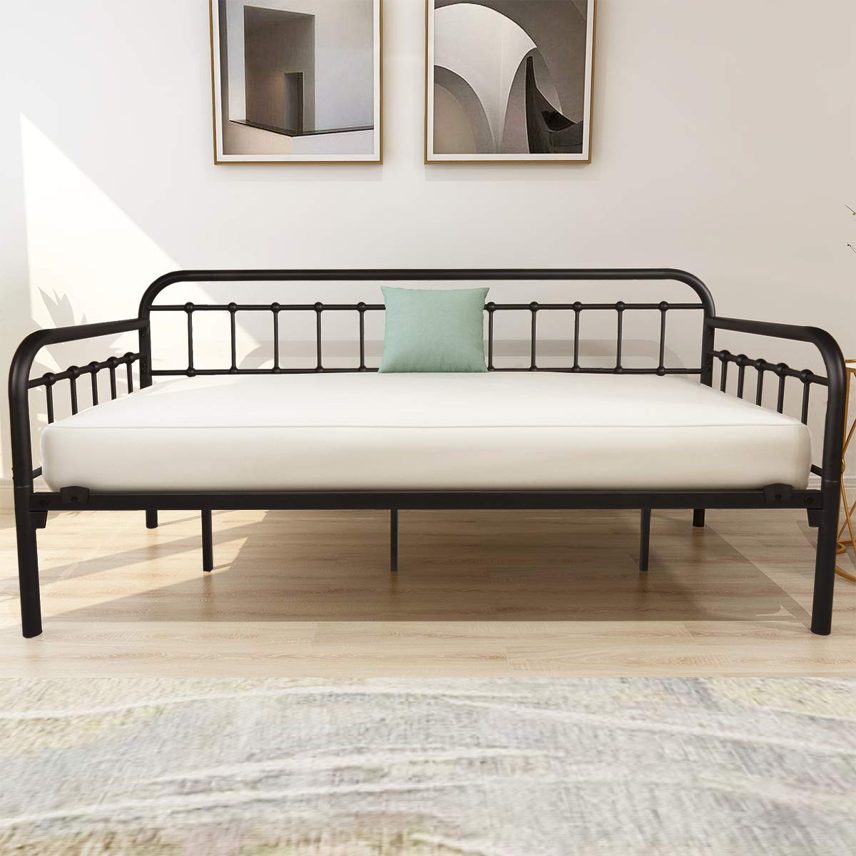Metal Daybed Frame Twin Day Bed Black Q62571