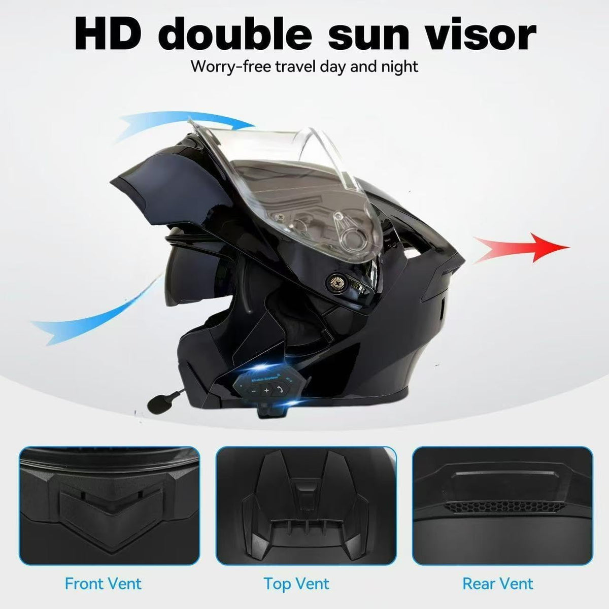 Bluetooth Modular Motorcycle Helmet DOT Approved Dual Visor D8164
