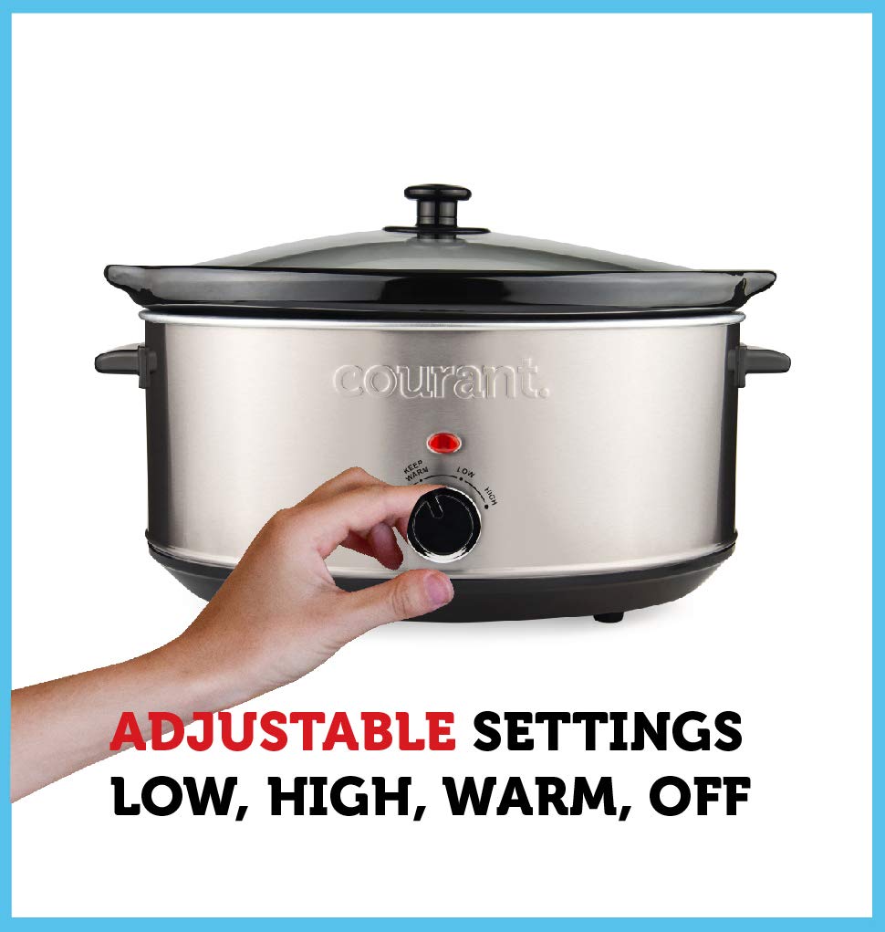 Oval Slow Cooker Crock, 7 Quart Dishwasher Safe Stainless Steel Pot V243