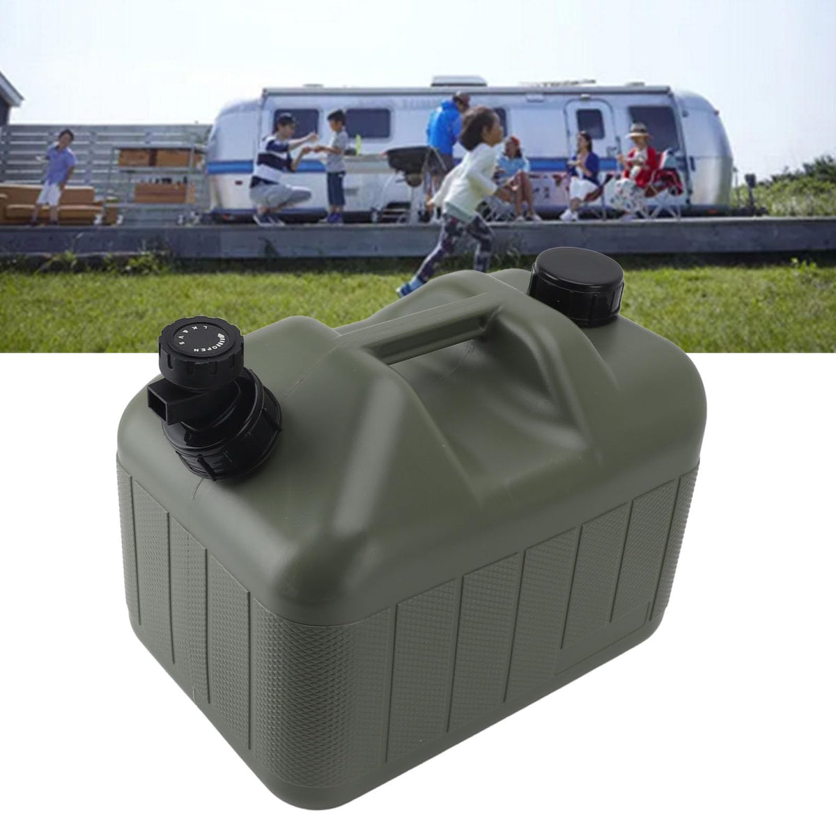 Portable 10L Green Water Storage Jug with Faucet O46873