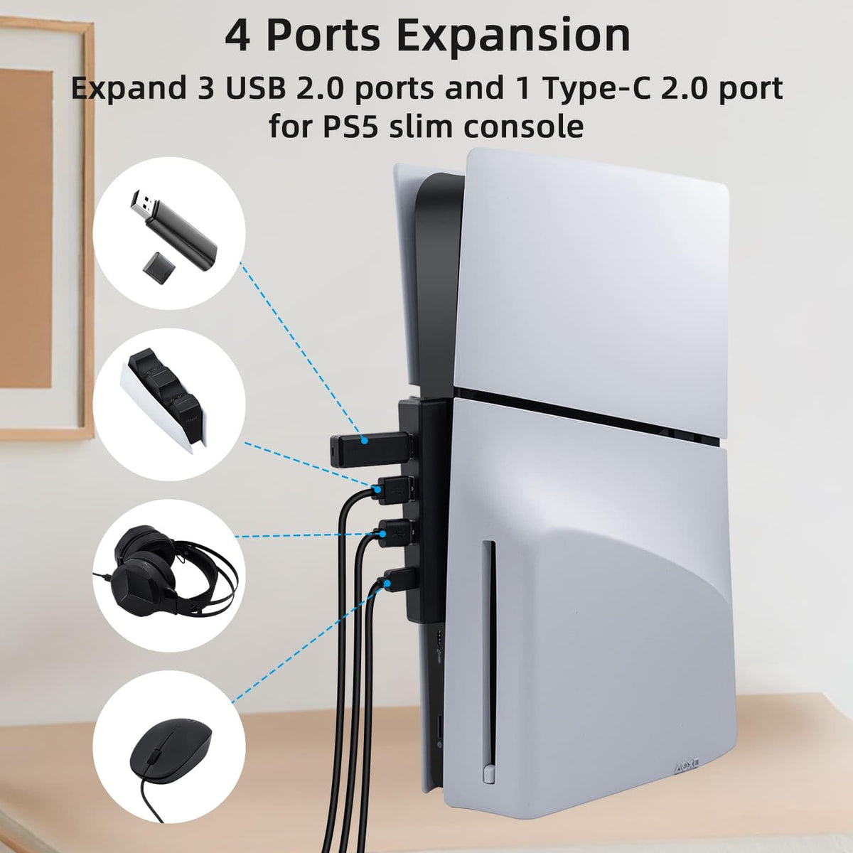 Black 4 Ports USB 2.0 Hub Q948
