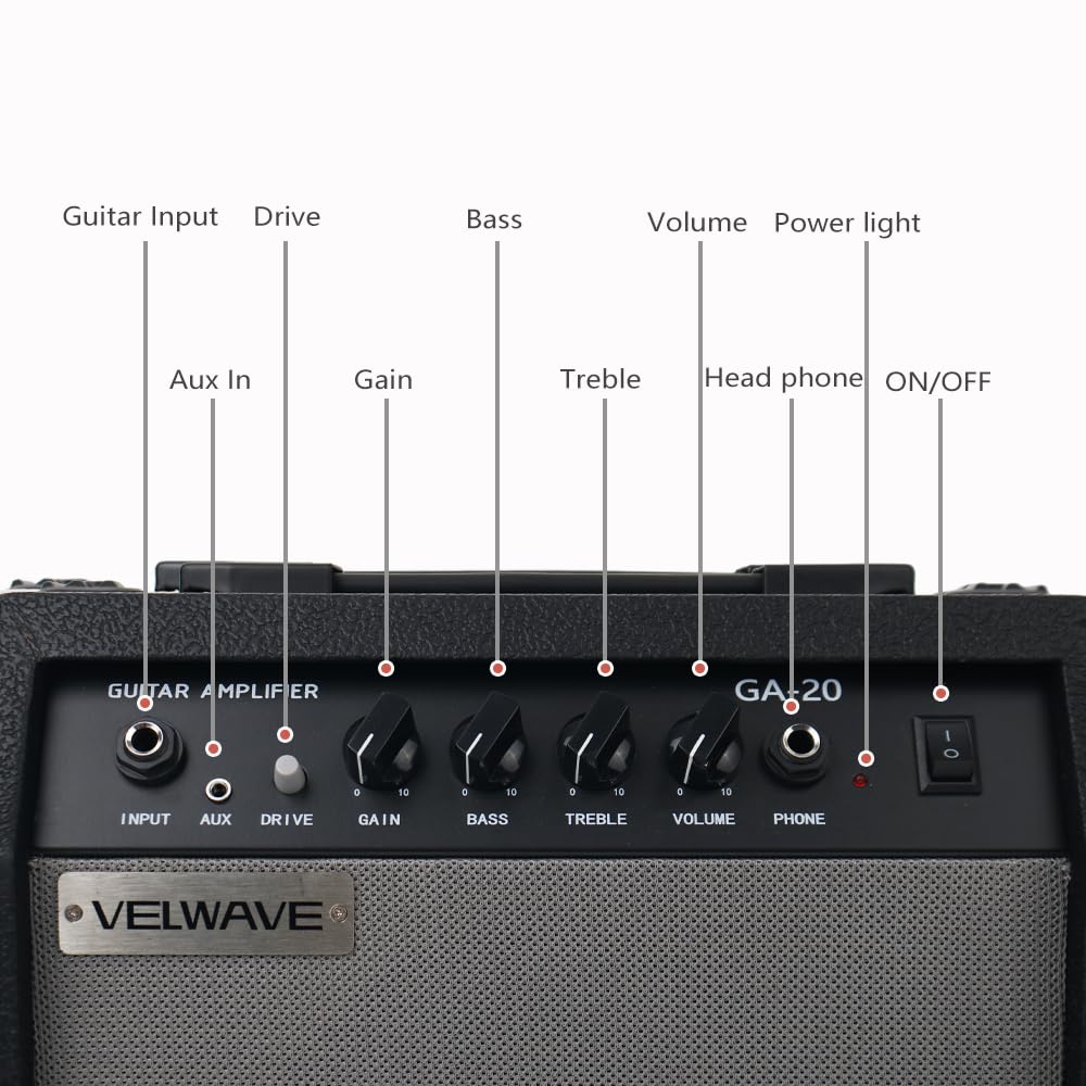 20W Black Portable Electric Guitar Amplifier E136