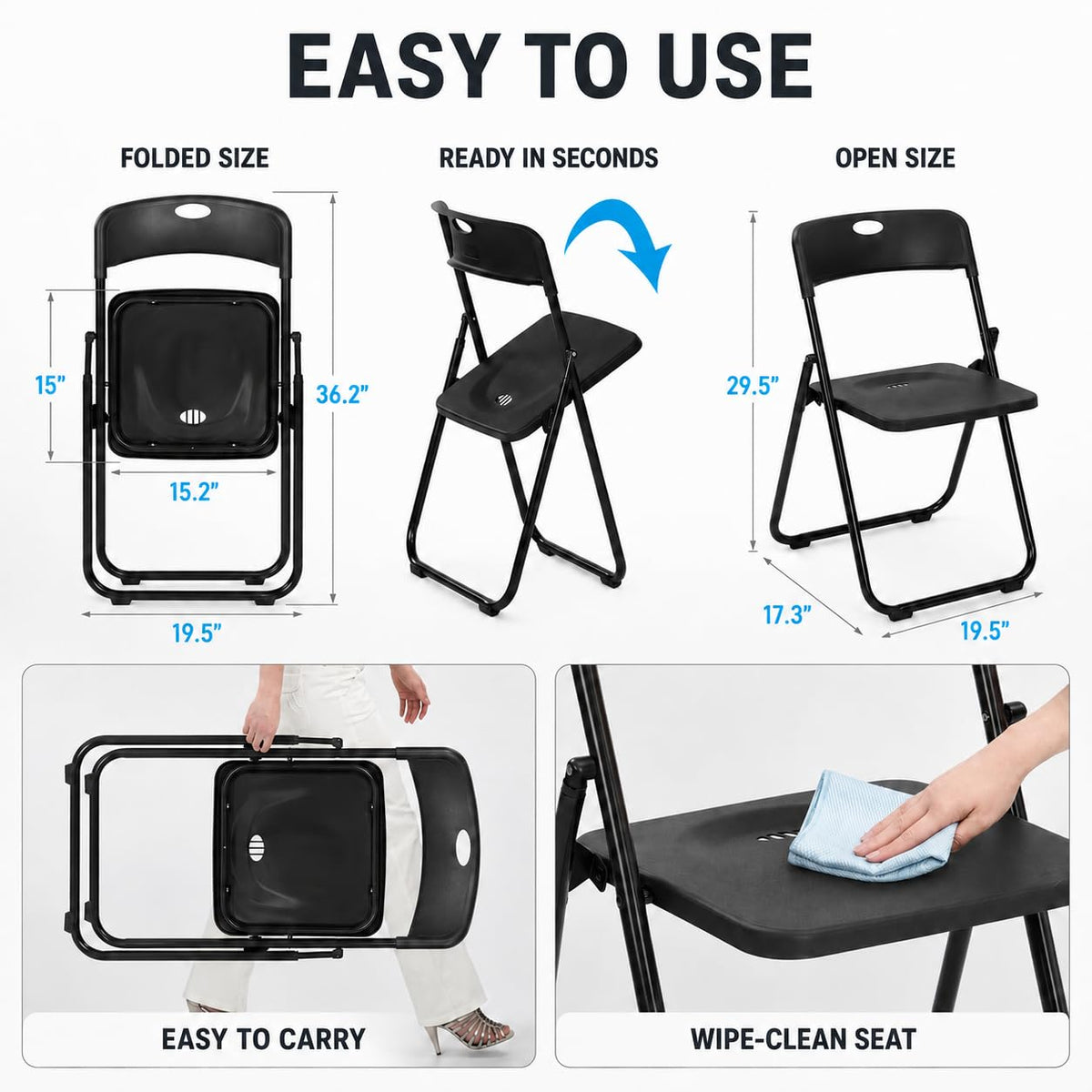 Black Plastic Folding Chairs O834