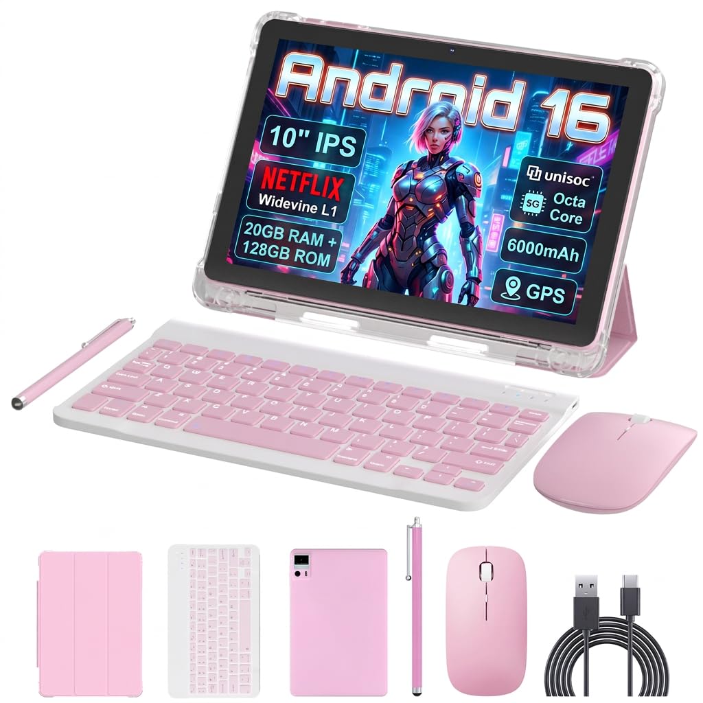 10 Inch 2 in 1 Tablet with Keyboard Kit & Case Pink X56299
