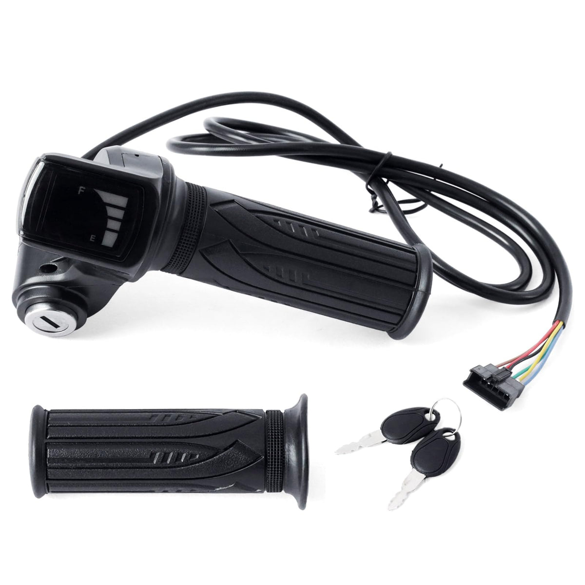 36V E-Scooter Throttle Replacement with Display Light Switch Lock 2 Keys Twist Accelerator Handle Grip 6-Pin M748642