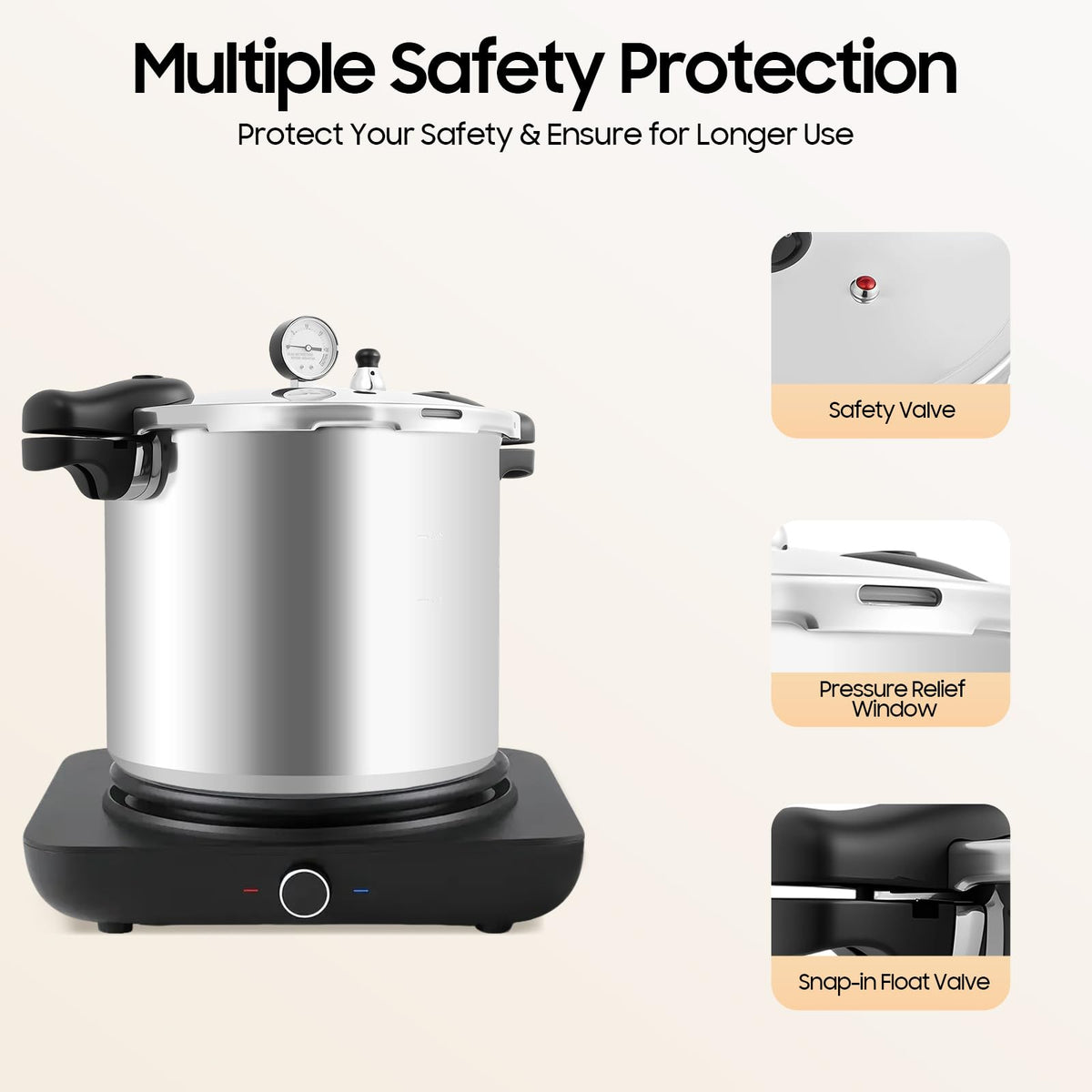 23 Quart Aluminum Pressure Cooker with Pressure Gauge & Release Valve E61619