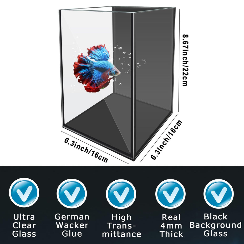 1.5 Gallon Glass Aquarium Starter Kit with LED Light and Power Filter N14900