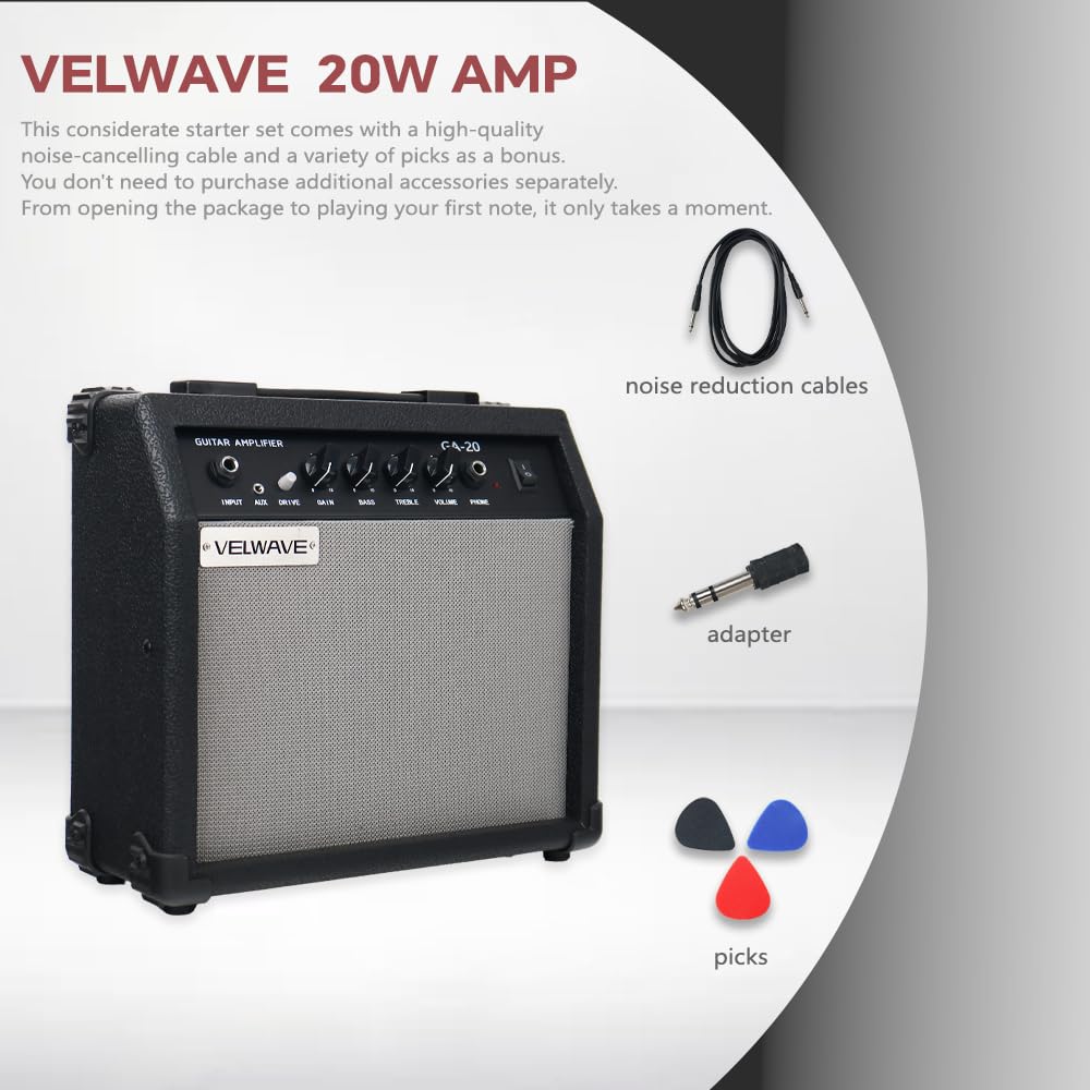 20W Black Portable Electric Guitar Amplifier E136