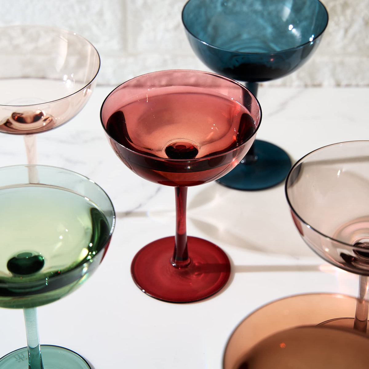 Colored Crystal Coupe Glasses Set of 6 H3466