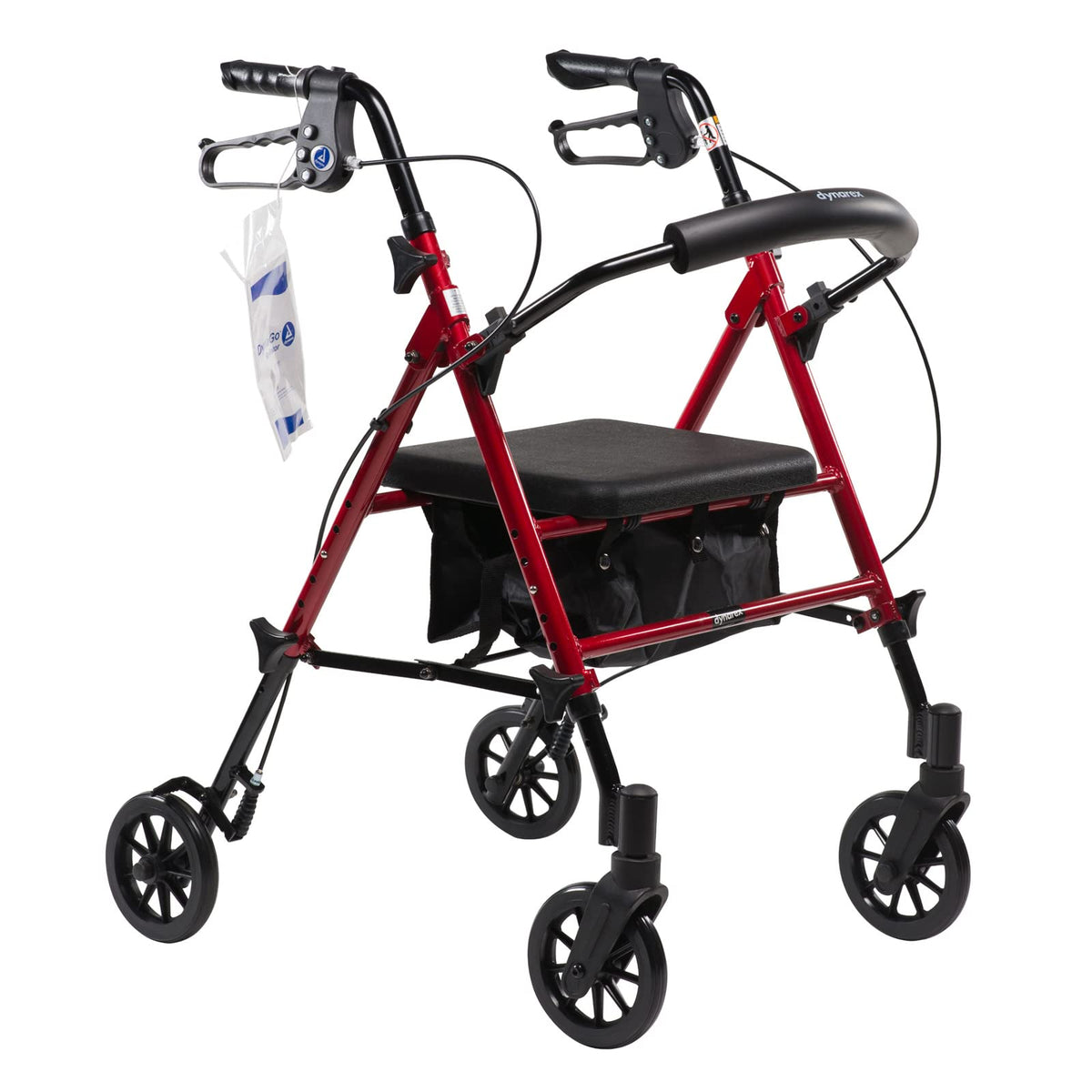 Foldable Aluminum Rollator with Adjustable Seat and Detachable Caster, Red E782