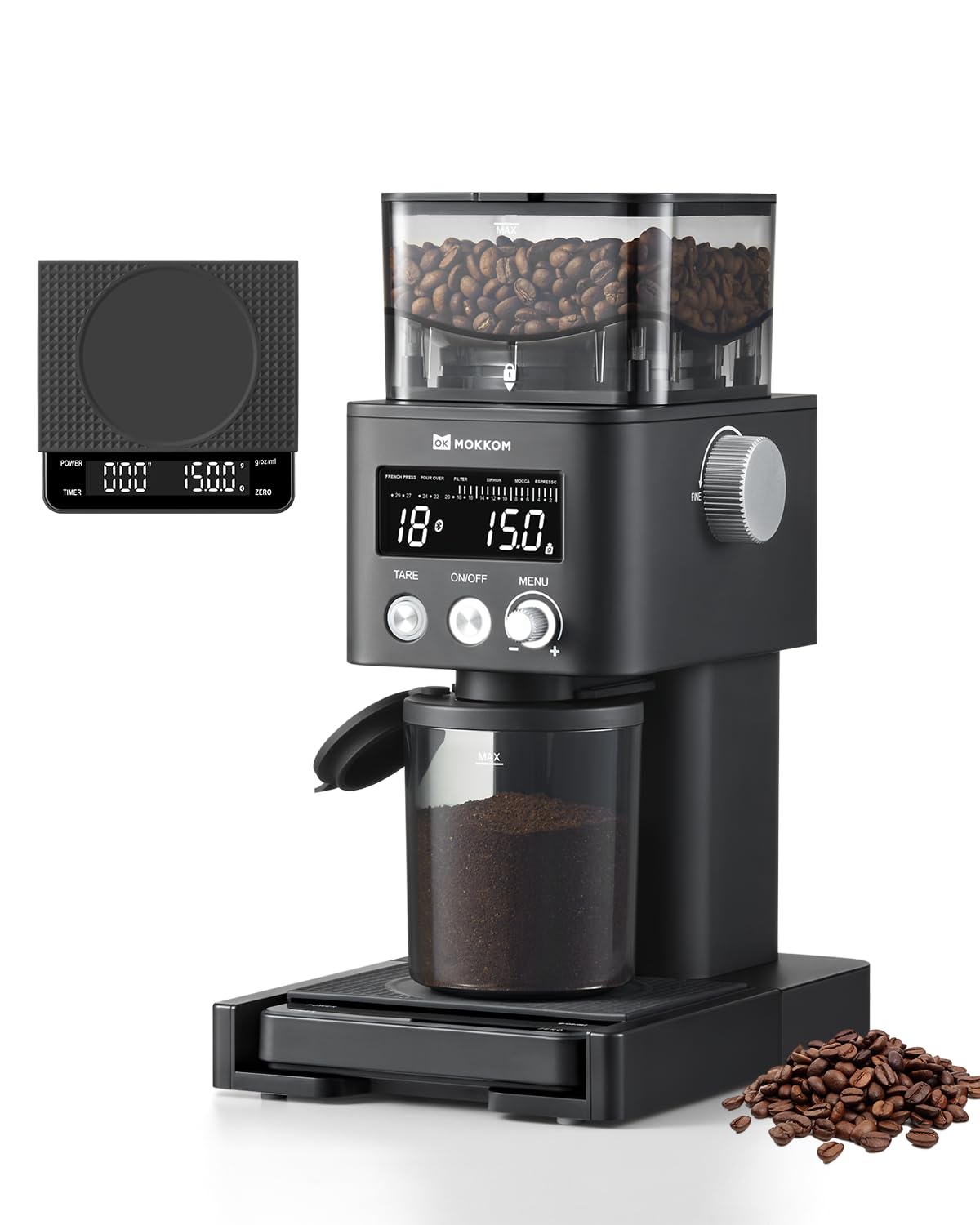 Electric Conical Burr Coffee Grinder with Scale X960070