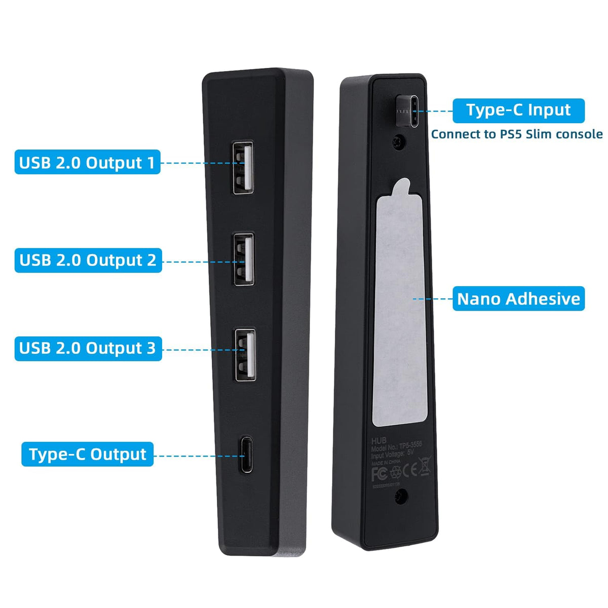 Black 4 Ports USB 2.0 Hub Q948