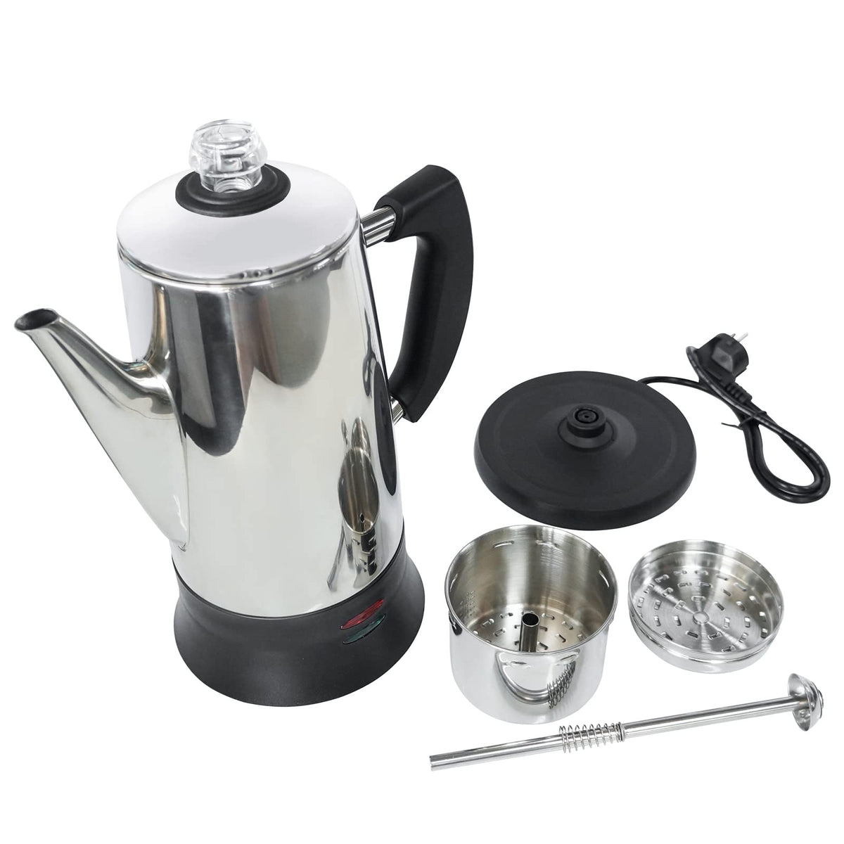 Electric Percolator Coffee Pot Stainless Steel 12 Cup C628