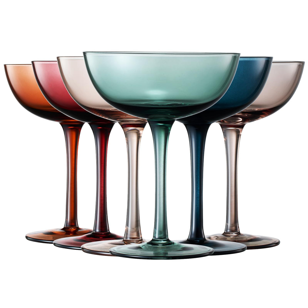 Colored Crystal Coupe Glasses Set of 6 H3466