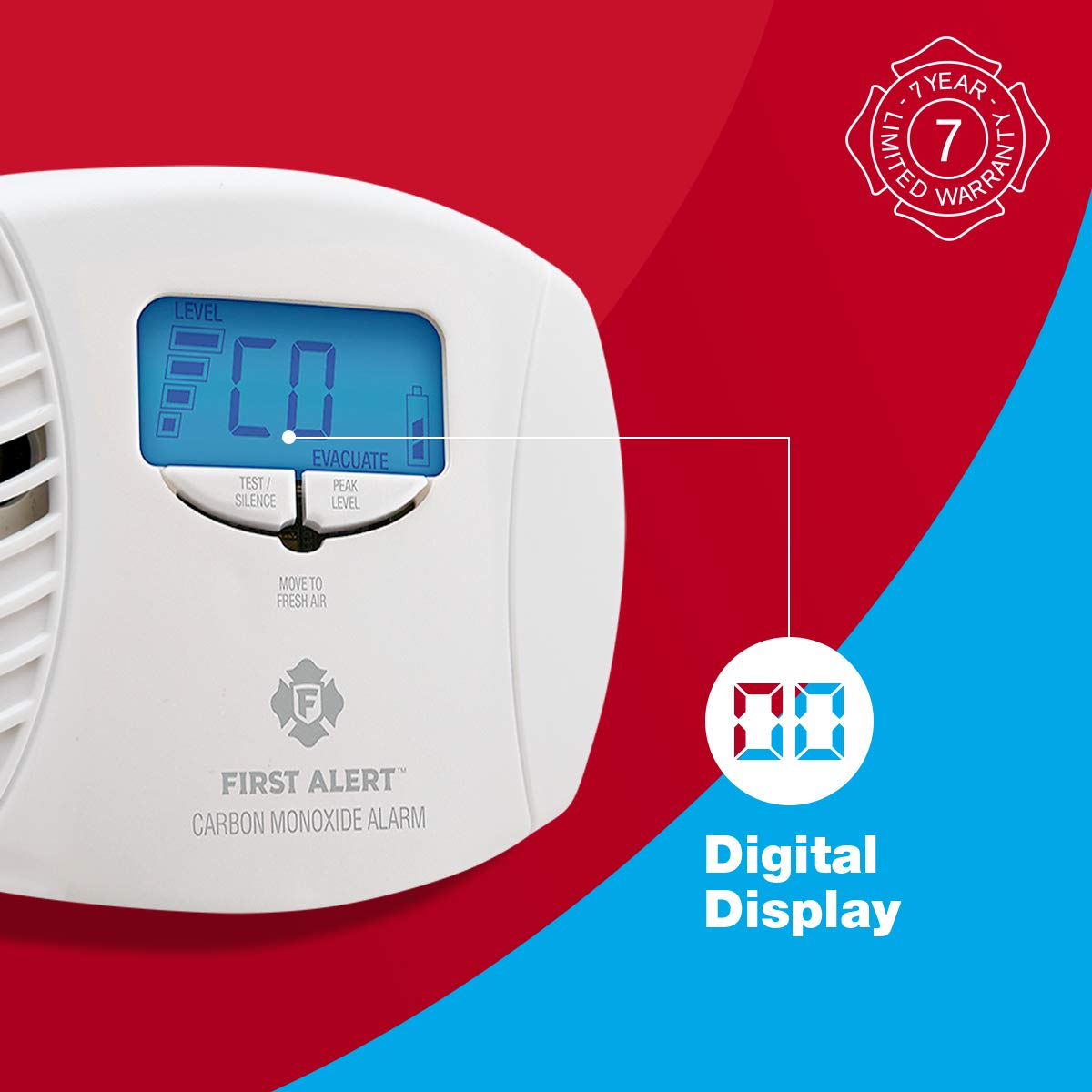 Plug in Carbon Monoxide Alarm with Digital Display X98321