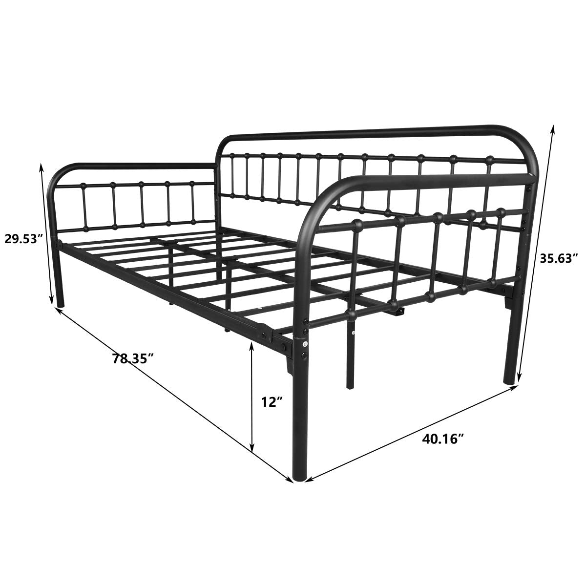 Metal Daybed Frame Twin Day Bed Black Q62571